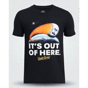 Under Armour Boys 8 Youth Small Black Graphic T Shirt Baseball Logo Tee NEW